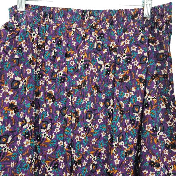 Band Of The Free Womans size L Linaelle Purple Ditzy Floral Wrap Midi Skirt NEW - Picture 5 of 8